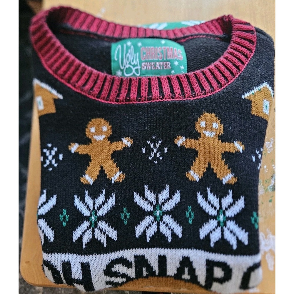 Ugly‎ Christmas Sweater Men's Ginger Bread Man Oh Snap Size Extra Large - Picture 9 of 9